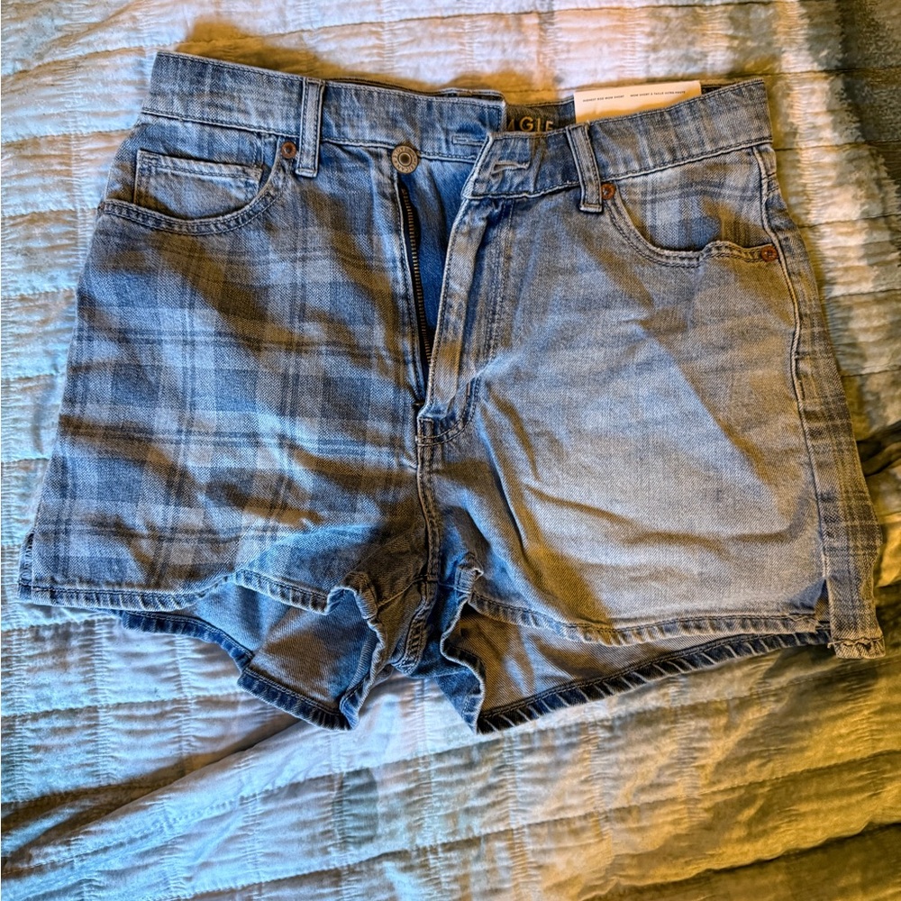 American Eagle Outfitters Light Blue High-Rise Denim Shorts